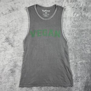 Vegan Organic Cotton Shirt Tank Top USA Made Womens M Gray Workout Gym Tee